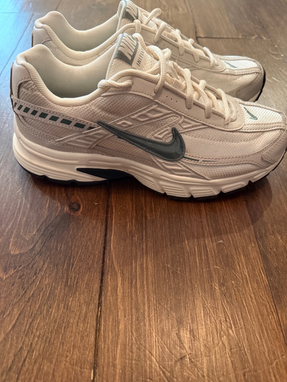 Nike White and Dark Gray Mesh Athletic Sneakers